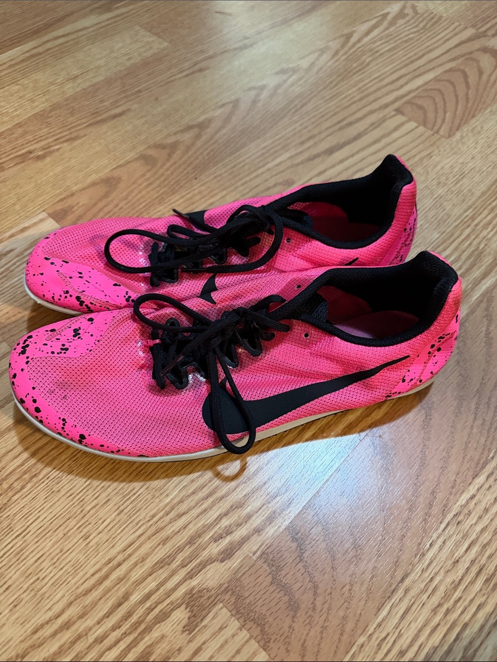 Nike Men's Bright Pink and Black Track Spikes